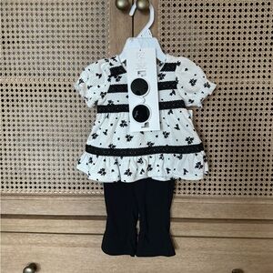 Rachel Zoe Black and White Floral Baby Outfit